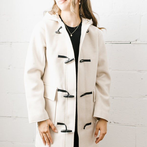 Lulu Hooded Duffle Coat Ivory Melange FINAL SALE