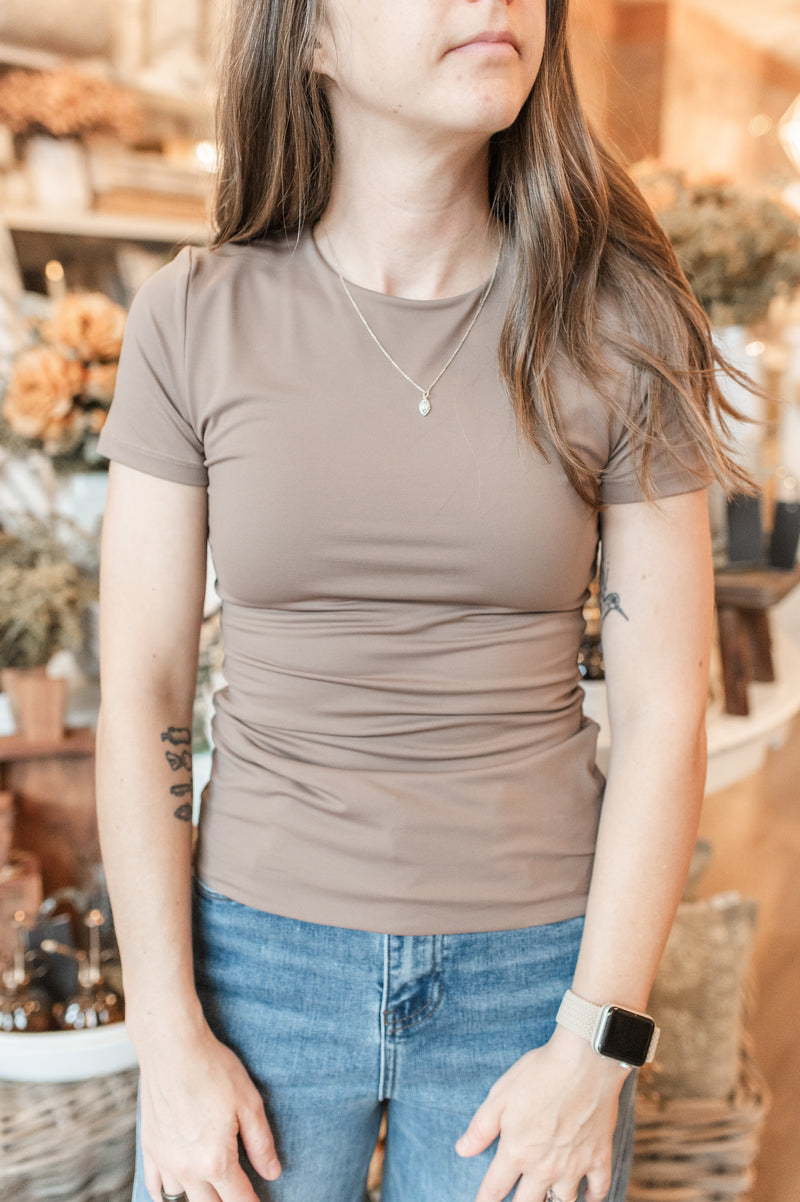 Roxie Crewneck Tee | Clay Taupe