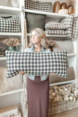 Check Weave Cushion 14x31 | Black