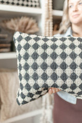 Check Weave Cushion 14x31 | Black