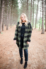 Abby Hooded Coat | Olive & Black