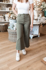 Philomena Twill Pants | Olive - FINAL SALE