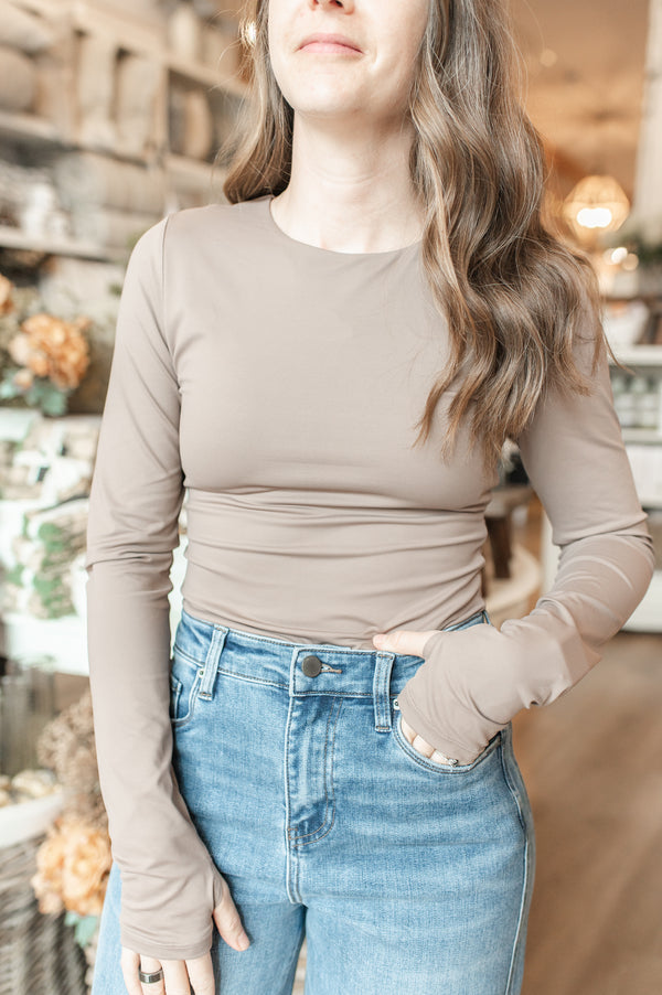 Hira Long Sleeve Top | Clay Taupe