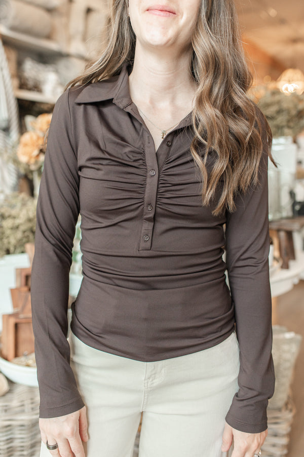 Jori Long Sleeve Top | Dark Walnut