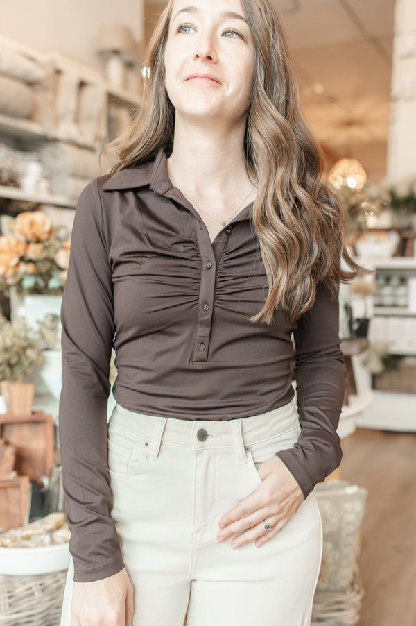Jori Long Sleeve Top | Dark Walnut