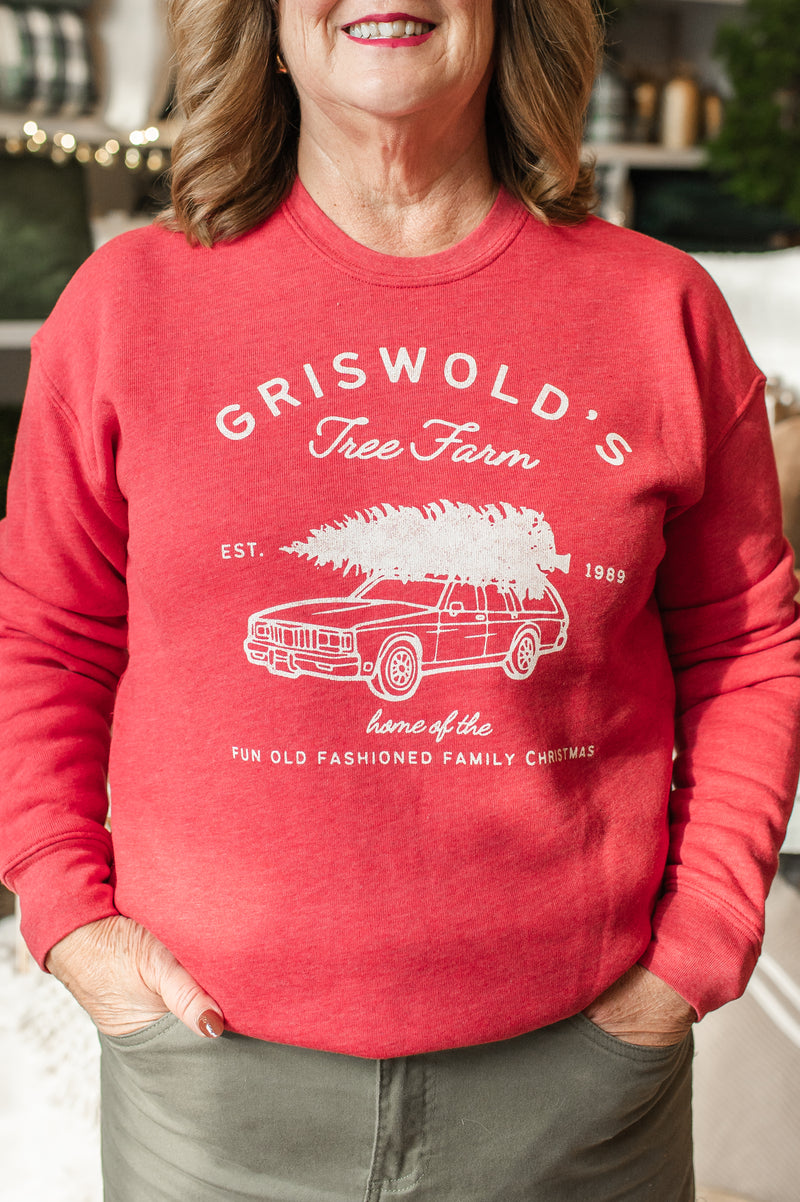 Griswold's Tree Farm Sweatshirt | Cranberry Heather