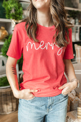 Merry Heart Tee | Heather Red