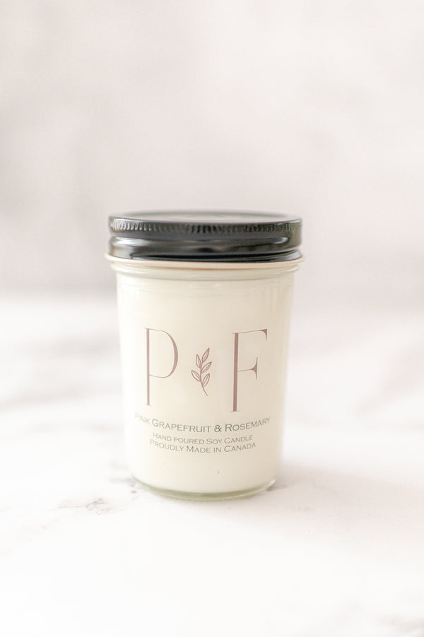 Pink Grapefruit & Rosemary 8oz Soy Candle