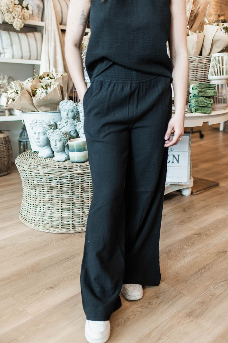 Anokia Gauze Pants | Black - FINAL SALE