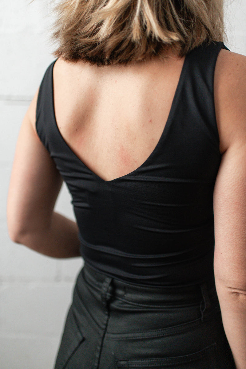 Valentina Double V Bodysuit | Black