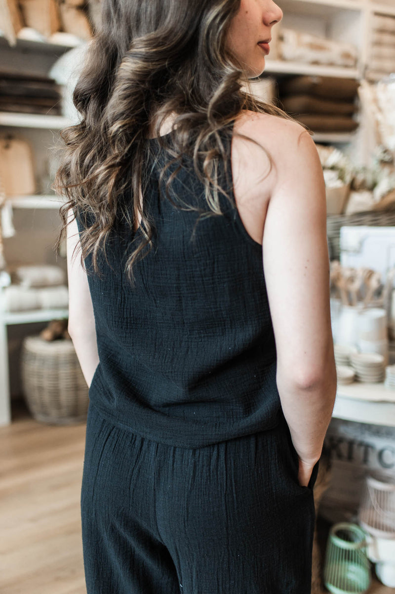 Heine Gauze Tank | Black