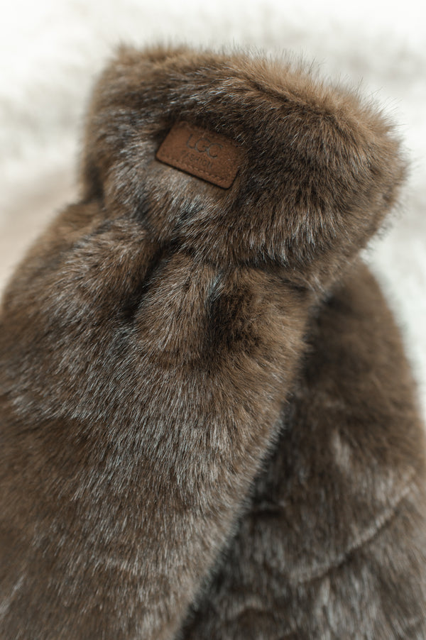 Faux Fur Mittens | Dark Brown