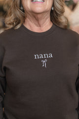 Nana Bow Crewneck Sweatshirt | Chocolate Brown