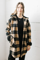 Abby Hooded Coat | Camel & Black - FINAL SALE