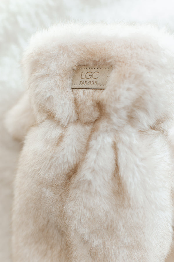 Faux Fur Mittens | Cream