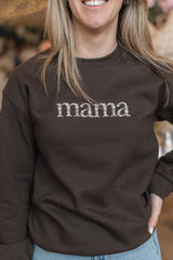 Mama Floral Crewneck Sweatshirt | Chocolate Brown