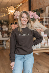 Mama Floral Crewneck Sweatshirt | Chocolate Brown