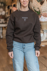 Mama Bow Crewneck Sweatshirt | Chocolate Brown