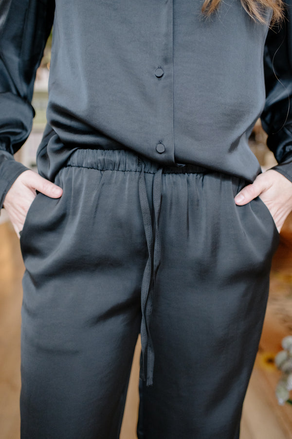 Merry Pants | Black Satin