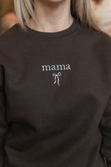 Mama Bow Crewneck Sweatshirt | Chocolate Brown