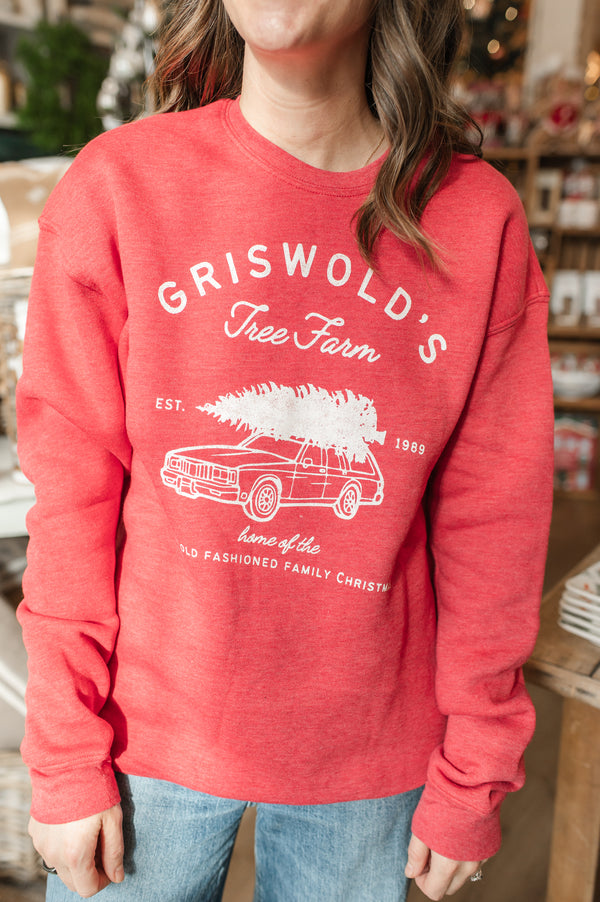 Griswold's Tree Farm Sweatshirt | Cranberry Heather