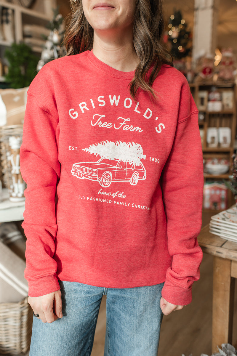 Griswold's Tree Farm Sweatshirt | Cranberry Heather