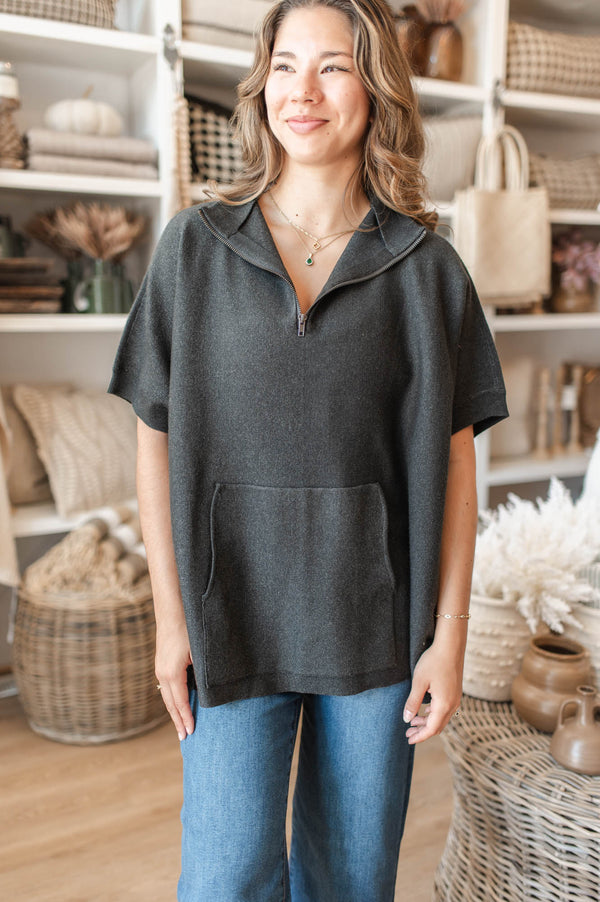 Cosima Poncho | Ash Grey Melange - FINAL SALE