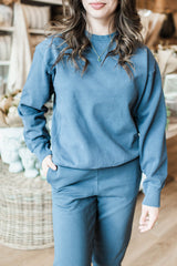 Christa Fleece Pullover | Vintage Ink - FINAL SALE