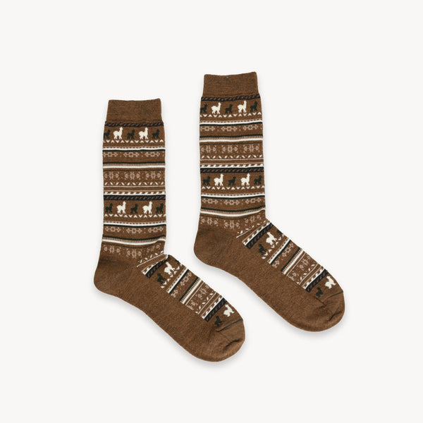 Alpaca Print Socks | Caramel