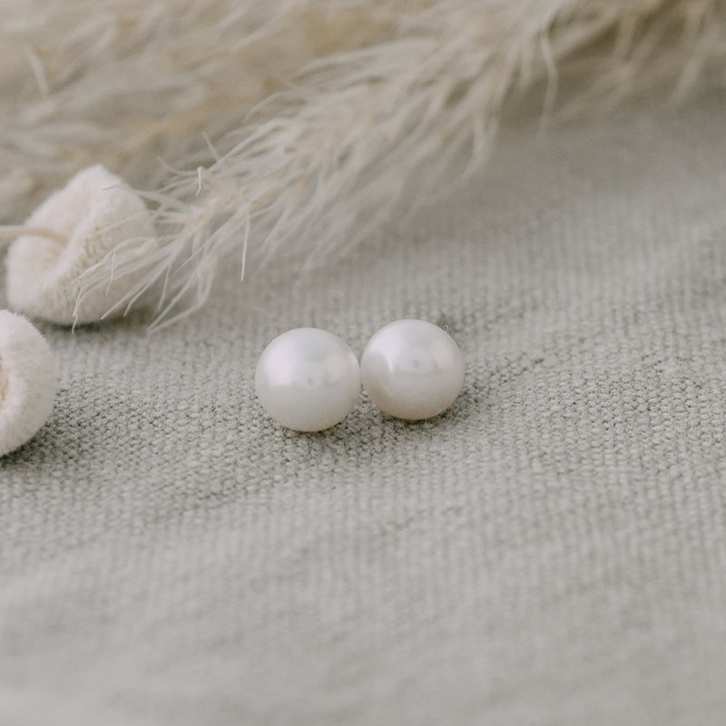 Pearl Studs | White