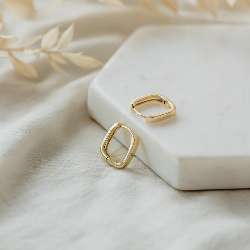 Petite Square Hoops | Gold
