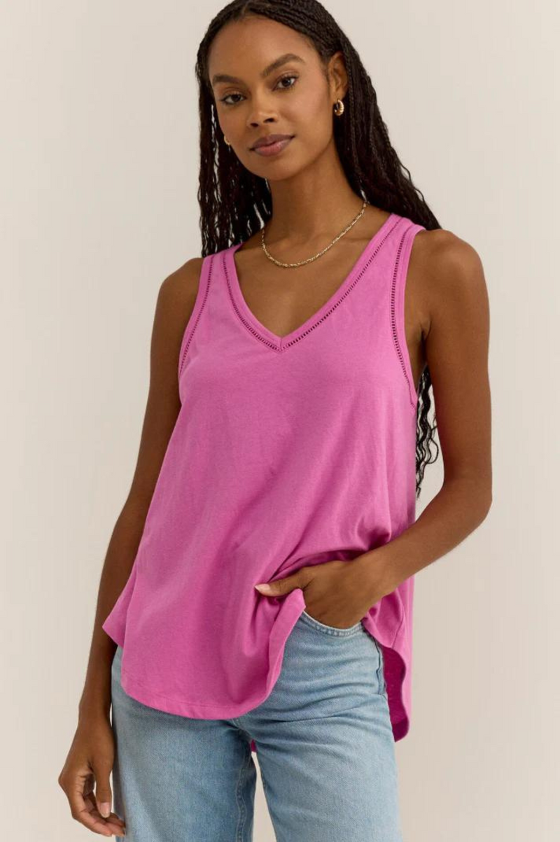 Vagabond Lace Insert Tank | Raspberry Sorbet - FINAL SALE