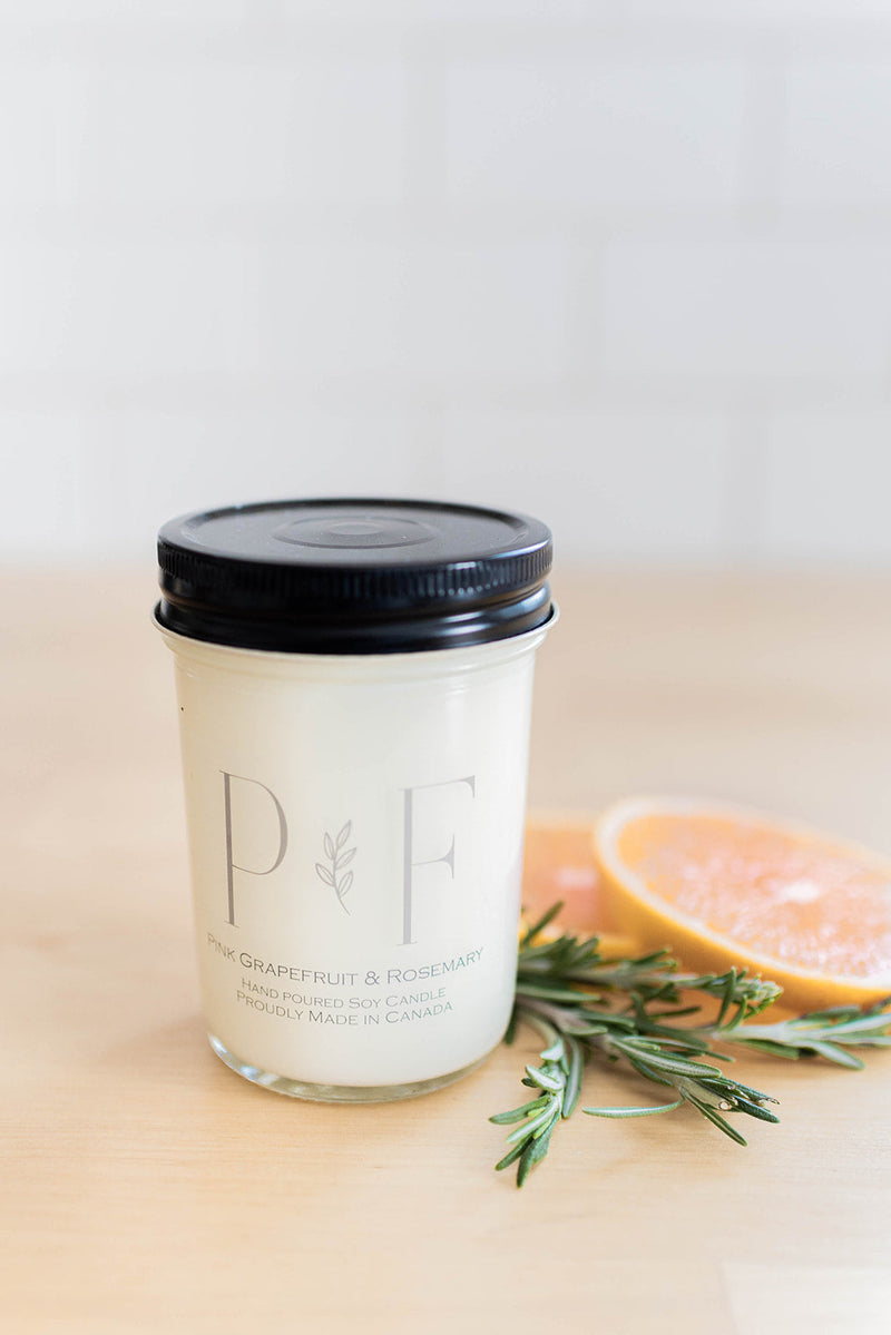 Pink Grapefruit & Rosemary 8oz Soy Candle