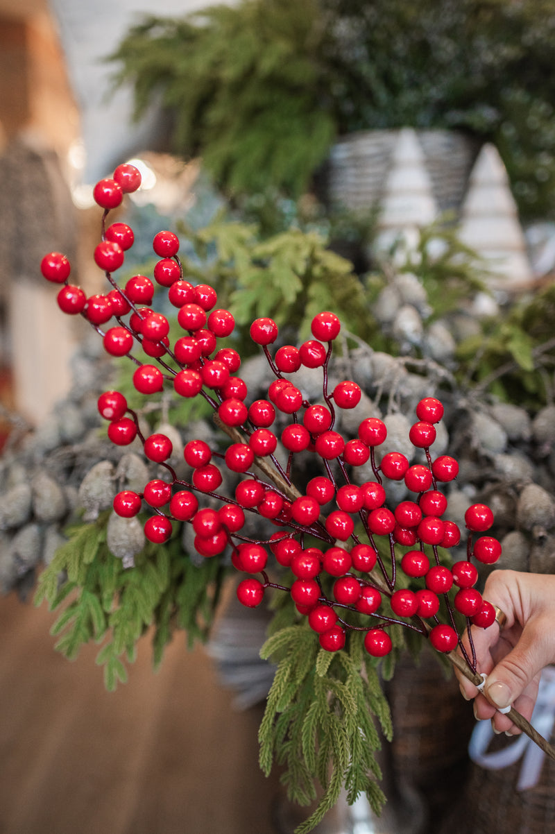 Red Berry Spray | 25"