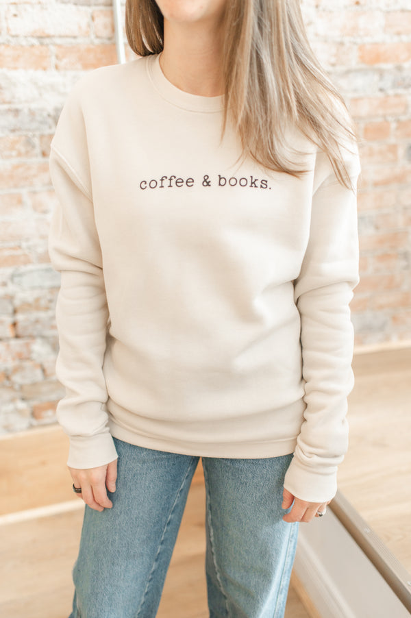 Coffee & Books Sweatshirt | Heather Dust