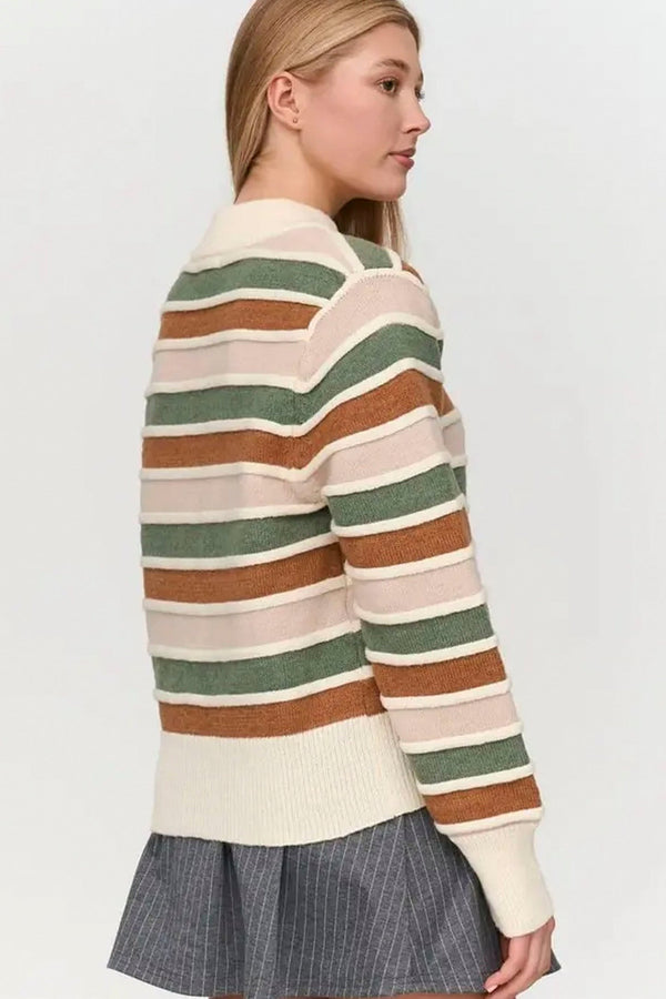 Sigrid Pullover | Green Stripe