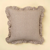 Ruffle Thin Stripe Cushion 20x20 | Brown