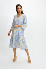 Eviana Dress | Light Blue Paisley