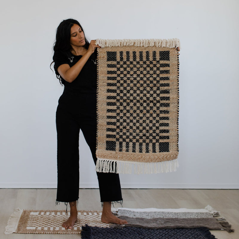 Handloomed Rug | Black Check