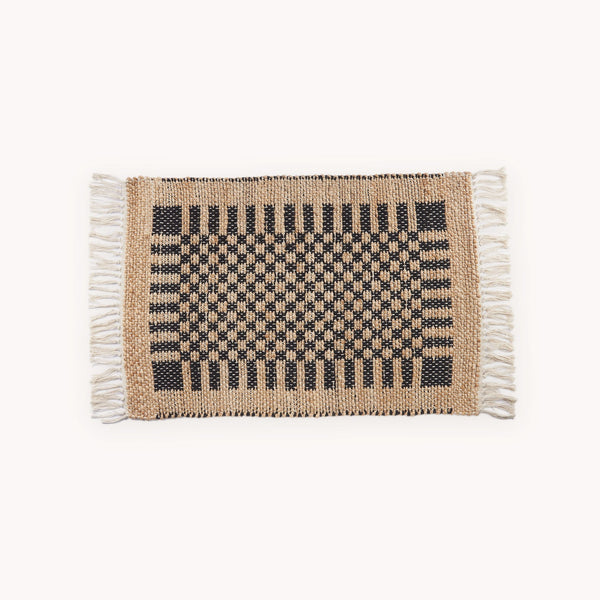 Handloomed Rug | Black Check