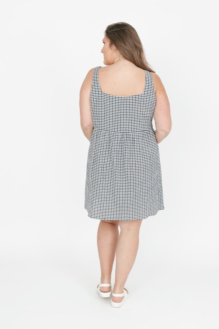 Valentina Gingham Mini Dress | Black & White