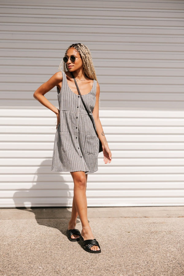 Valentina Gingham Mini Dress | Black & White