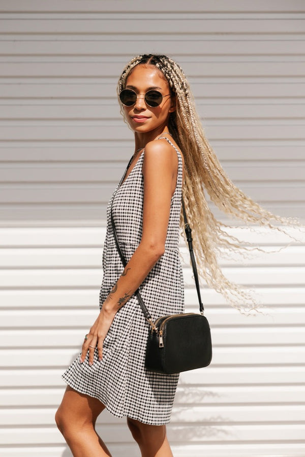 Valentina Gingham Mini Dress | Black & White