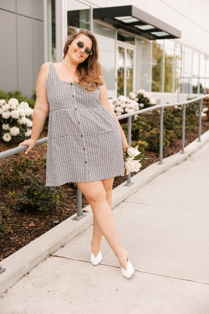 Valentina Gingham Mini Dress | Black & White