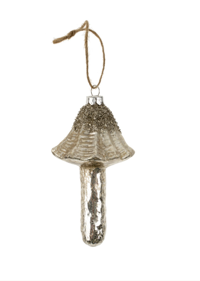 Merry Mushroom Ornament | Antique Silver Sparkle