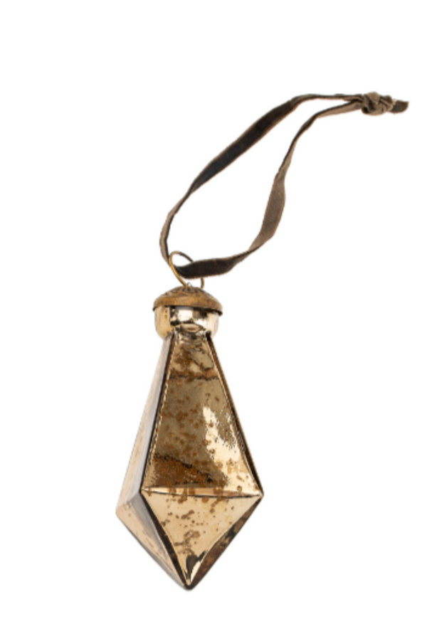 Decorative hanging ornament with a geometric shape on a white background