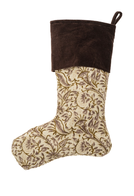 Ashwin Block Print Velvet Stocking