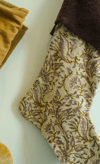 Ashwin Block Print Velvet Stocking