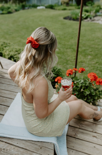 Barbays Scrunchie | Cherry Red Rib Knit