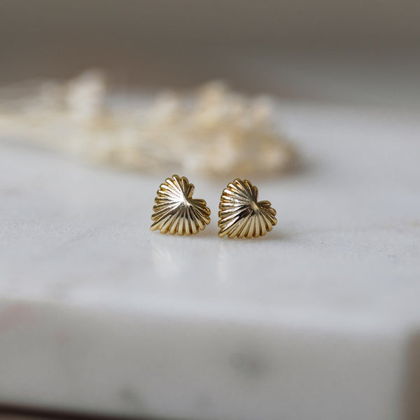 Seashell Heart Studs | Gold